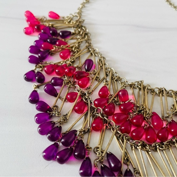Coldwater Creek Lush Drops Necklace- Gold, Purple, Pink- Statement Necklace-NWOT - Picture 6 of 6